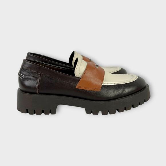 Steve Madden Lawrence Colorblock Leather Lug Sole Loafers Size 11 - Picture 6 of 7